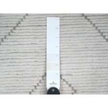 Load image into Gallery viewer, 4&#39;1&quot;x6&#39;8&quot; Cotton White, Moroccan Weave with Geometric Pattern, Hand Knotted, Soft Wool, Tone on Tone, Textured Pile, Oriental Rug FWR124464
