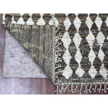 Load image into Gallery viewer, 4&#39;1&quot;x5&#39;6&quot; Chocolate Brown, Moroccan Weave with Geometric Pattern, Soft Wool, Hand Knotted, Tone on Tone, Textured Pile, Oriental Rug FWR124470