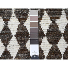 Load image into Gallery viewer, 4&#39;1&quot;x5&#39;6&quot; Chocolate Brown, Moroccan Weave with Geometric Pattern, Soft Wool, Hand Knotted, Tone on Tone, Textured Pile, Oriental Rug FWR124470