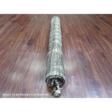 Load image into Gallery viewer, 4&#39;1&quot;x5&#39;6&quot; Chocolate Brown, Moroccan Weave with Geometric Pattern, Soft Wool, Hand Knotted, Tone on Tone, Textured Pile, Oriental Rug FWR124470