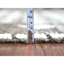 Load image into Gallery viewer, 4&#39;1&quot;x5&#39;6&quot; Chocolate Brown, Moroccan Weave with Geometric Pattern, Soft Wool, Hand Knotted, Tone on Tone, Textured Pile, Oriental Rug FWR124470