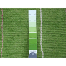 Load image into Gallery viewer, 2&#39;6&quot;x9&#39;1&quot; Fern Green, Moroccan Weave With Flying Kite Design, Geometric Pattern, Hand Knotted, Soft Wool, Tone On Tone, Textured Pile, Runner, Oriental Rug FWR124482