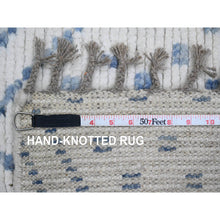 Load image into Gallery viewer, 2&#39;5&quot;x10&#39;6&quot; Daisy White, Moroccan Weave With Geometric Pattern, Soft Wool, Hand Knotted, Tone On Tone, Textured Pile, Runner, Oriental Rug FWR124488