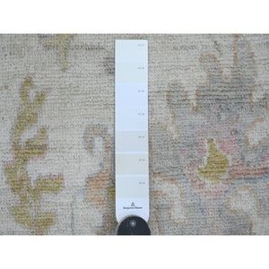 2'1"x3'2" Whisper White, Hand Knotted, Afghan Angora Oushak With Large Leaf Design, Vegetable Dyes, 100% Wool, Mat, Oriental Rug FWR124500