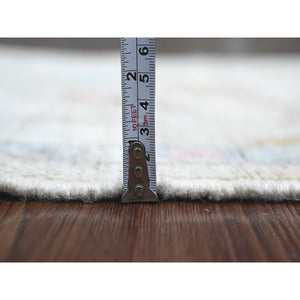 2'1"x3'2" Whisper White, Hand Knotted, Afghan Angora Oushak With Large Leaf Design, Vegetable Dyes, 100% Wool, Mat, Oriental Rug FWR124500