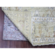 Load image into Gallery viewer, 4&#39;2&quot;x4&#39;2&quot; Sage Green, Hand Knotted, Afghan Angora Oushak with Leaf Design, Vegetable Dyes, 100% Wool, Square, Oriental Rug FWR124512