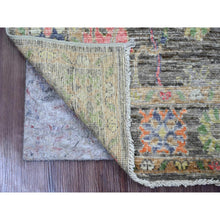 Load image into Gallery viewer, 3&#39;9&quot;x6&#39;4&quot; Umber Brown, Hand Knotted, Afghan Angora Oushak with Colorful Leaf Design, Vegetable Dyes, 100% Wool, Oriental Rug FWR124524