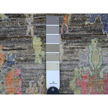 Load image into Gallery viewer, 3&#39;9&quot;x6&#39;4&quot; Umber Brown, Hand Knotted, Afghan Angora Oushak with Colorful Leaf Design, Vegetable Dyes, 100% Wool, Oriental Rug FWR124524