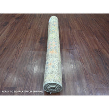 Load image into Gallery viewer, 3&#39;9&quot;x6&#39;4&quot; Umber Brown, Hand Knotted, Afghan Angora Oushak With Colorful Leaf Design, Vegetable Dyes, 100% Wool, Oriental Rug FWR124524