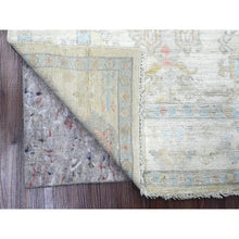 Load image into Gallery viewer, 4&#39;x6&#39; Pearl White, Hand Knotted, Afghan Angora Oushak With Geometric Leaf Pattern, Natural Dyes, 100% Wool, Oriental Rug FWR124530