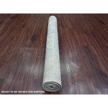 Load image into Gallery viewer, 4&#39;x6&#39; Pearl White, Hand Knotted, Afghan Angora Oushak With Geometric Leaf Pattern, Natural Dyes, 100% Wool, Oriental Rug FWR124530