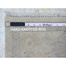 Load image into Gallery viewer, 4&#39;x6&#39; Pearl White, Hand Knotted, Afghan Angora Oushak With Geometric Leaf Pattern, Natural Dyes, 100% Wool, Oriental Rug FWR124530