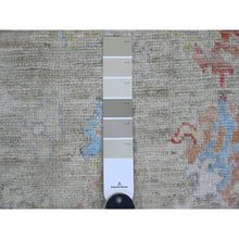 Load image into Gallery viewer, 4&#39;3&quot;x6&#39;2&quot; Laurel Green, Pure Wool, Afghan Angora Oushak With Soft Color Leaf Pattern, Hand Knotted, Vegetable Dyes, Oriental Rug FWR124536