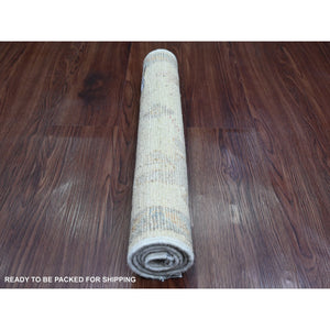2'x3' Pristine White, Afghan Angora Oushak With Floral Pattern, Hand Knotted, Vegetable Dyes, 100% Wool, Mat, Oriental Rug FWR124542