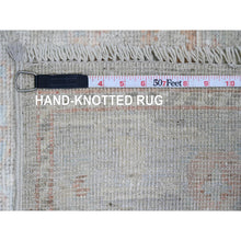 Load image into Gallery viewer, 4&#39;x6&#39; Cream Color, Hand Knotted, Washed Out Khotan, Block Rosette Design, Pure Wool, Oriental Rug FWR525696