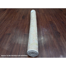 Load image into Gallery viewer, 3&#39;10&quot;x5&#39;10&quot; Whisper White, Hand Knotted, Afghan Angora Oushak with Large Leaf Design, Vegetable Dyes, 100% Wool, Oriental Rug FWR124578
