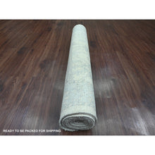 Load image into Gallery viewer, 4&#39;x12&#39;2&quot; Pearl White, Afghan Angora Oushak With All Over Vines Design, Hand Knotted, Vegetable Dyes, 100% Wool, Wide Runner, Oriental Rug FWR124584