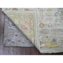 Load image into Gallery viewer, 4&#39;2&quot;x5&#39;7&quot; Misty Gray, Hand Knotted, Afghan Angora Oushak with Colorful Leaf Design, Vegetable Dyes, 100% Wool, Oriental Rug FWR124590