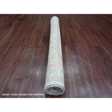 Load image into Gallery viewer, 4&#39;2&quot;x5&#39;7&quot; Misty Gray, Hand Knotted, Afghan Angora Oushak with Colorful Leaf Design, Vegetable Dyes, 100% Wool, Oriental Rug FWR124590
