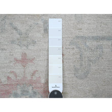 Load image into Gallery viewer, 3&#39;10&quot;x10&#39; Alabaster White, Hand Knotted, Afghan Angora Oushak with Colorful Leaf Design, Vegetable Dyes, 100% Wool, Runner, Oriental Rug FWR124602