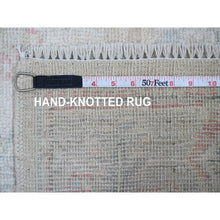 Load image into Gallery viewer, 3&#39;10&quot;x10&#39; Alabaster White, Hand Knotted, Afghan Angora Oushak With Colorful Leaf Design, Vegetable Dyes, 100% Wool, Runner, Oriental Rug FWR124602