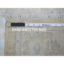 Load image into Gallery viewer, 4&#39;x5&#39;9&quot; Dove Gray, Hand Knotted, Kazak with Geometric Medallions Design, Vegetable Dyes, Denser Weave, Soft and Shiny Wool, Oriental Rug FWR2160