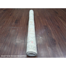 Load image into Gallery viewer, 4&#39;2&quot;x4&#39;2&quot; Daisy White, Afghan Angora Oushak with All Over Pattern, Hand Knotted, Vegetable Dyes, 100% Wool, Square, Oriental Rug FWR124614