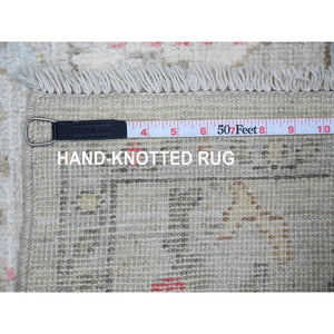 4'2"x4'2" Ink Black, Rajasthan, Floral Pattern, Hand Knotted, Half Wool and Half Silk, Round, Oriental Rug FWR469686