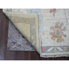 Load image into Gallery viewer, 2&#39;2&quot;x3&#39; Pearl White, Hand Knotted, Afghan Angora Oushak With Colorful Leaf Pattern, Vegetable Dyes, Pure Wool, Mat, Oriental Rug FWR124626