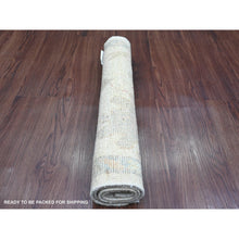 Load image into Gallery viewer, 2&#39;2&quot;x3&#39; Pearl White, Hand Knotted, Afghan Angora Oushak With Colorful Leaf Pattern, Vegetable Dyes, Pure Wool, Mat, Oriental Rug FWR124626