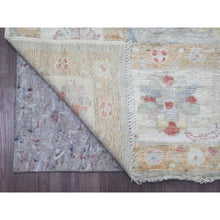 Load image into Gallery viewer, 6&#39;2&quot;x11&#39;10&quot; Cloud Gray, Hand Knotted, Afghan Angora Oushak With Large Leaf Design, Vegetable Dyes, 100% Wool, Wide Runner, Oriental Rug FWR124632