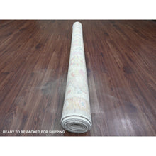 Load image into Gallery viewer, 6&#39;2&quot;x11&#39;10&quot; Cloud Gray, Hand Knotted, Afghan Angora Oushak With Large Leaf Design, Vegetable Dyes, 100% Wool, Wide Runner, Oriental Rug FWR124632