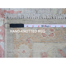 Load image into Gallery viewer, 6&#39;2&quot;x11&#39;8&quot; Cloud Gray, Afghan Angora Oushak with Soft Color Leaf Design, Hand Knotted, Veggie Dyes, 100% Wool, Wide Runner, Oriental Rug FWR124686