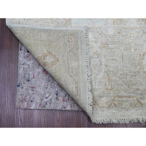 5'8"x9'2" Frost White, Afghan Angora Oushak With All Over Vines Design, Hand Knotted, Vegetable Dyes, 100% Wool, Oriental Rug FWR124656