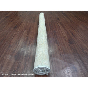5'8"x9'2" Frost White, Afghan Angora Oushak With All Over Vines Design, Hand Knotted, Vegetable Dyes, 100% Wool, Oriental Rug FWR124656