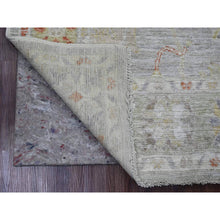 Load image into Gallery viewer, 4&#39;9&quot;x7&#39;1&quot; Spanish Gray, Hand Knotted, Afghan Angora Oushak With Colorful Leaf Design, Natural Dyes, 100% Wool, Oriental Rug FWR124668