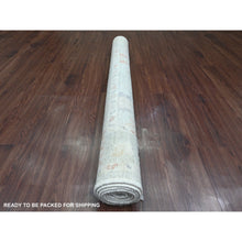 Load image into Gallery viewer, 4&#39;9&quot;x7&#39;1&quot; Spanish Gray, Hand Knotted, Afghan Angora Oushak With Colorful Leaf Design, Natural Dyes, 100% Wool, Oriental Rug FWR124668