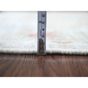 4'9"x7'1" Spanish Gray, Hand Knotted, Afghan Angora Oushak with Colorful Leaf Design, Natural Dyes, 100% Wool, Oriental Rug FWR124668