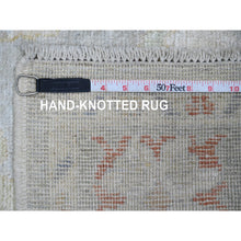 Load image into Gallery viewer, 4&#39;9&quot;x7&#39;1&quot; Spanish Gray, Hand Knotted, Afghan Angora Oushak With Colorful Leaf Design, Natural Dyes, 100% Wool, Oriental Rug FWR124668