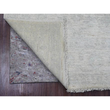 Load image into Gallery viewer, 4&#39;9&quot;x7&#39; Pearl White, Pure Wool, Afghan Angora Oushak with All Over Leaf Design, Hand Knotted, Vegetable Dyes, Oriental Rug FWR124680