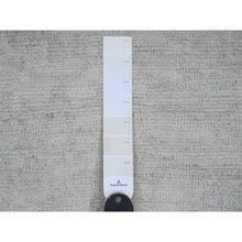 Load image into Gallery viewer, 4&#39;9&quot;x7&#39; Pearl White, Pure Wool, Afghan Angora Oushak with All Over Leaf Design, Hand Knotted, Vegetable Dyes, Oriental Rug FWR124680