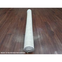 Load image into Gallery viewer, 4&#39;9&quot;x7&#39; Pearl White, Pure Wool, Afghan Angora Oushak with All Over Leaf Design, Hand Knotted, Vegetable Dyes, Oriental Rug FWR124680