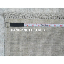 Load image into Gallery viewer, 4&#39;9&quot;x7&#39; Pearl White, Pure Wool, Afghan Angora Oushak With All Over Leaf Design, Hand Knotted, Vegetable Dyes, Oriental Rug FWR124680