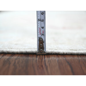 6'2"x11'8" Cloud Gray, Afghan Angora Oushak with Soft Color Leaf Design, Hand Knotted, Veggie Dyes, 100% Wool, Wide Runner, Oriental Rug FWR124686