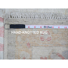 Load image into Gallery viewer, 6&#39;2&quot;x11&#39;8&quot; Cloud Gray, Afghan Angora Oushak With Soft Color Leaf Design, Hand Knotted, Veggie Dyes, 100% Wool, Wide Runner, Oriental Rug FWR124686