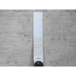 4'10"x7' Chiffon White, Afghan Angora Oushak with All Over Pattern, Hand Knotted, Natural Dyes, 100% Wool, Oriental Rug FWR124692