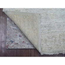 Load image into Gallery viewer, 2&#39;10&quot;x11&#39;10&quot; Stone Gray, Hand Knotted, Afghan Angora Oushak With Leaf Design, Vegetable Dyes, 100% Wool, Runner, Oriental Rug FWR124698