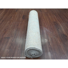 Load image into Gallery viewer, 2&#39;10&quot;x11&#39;10&quot; Stone Gray, Hand Knotted, Afghan Angora Oushak With Leaf Design, Vegetable Dyes, 100% Wool, Runner, Oriental Rug FWR124698