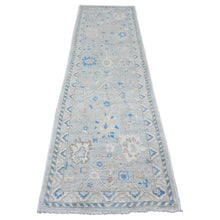 Load image into Gallery viewer, 2&#39;9&quot;x9&#39;7&quot; Moonstruck Gray, Hand Knotted, Afghan Angora Oushak with All Over Vines Design, Veggie Dyes, 100% Wool, Runner, Oriental Rug FWR124716