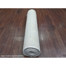 Load image into Gallery viewer, 2&#39;8&quot;x11&#39;4&quot; Cascading White, Hand Knotted, Afghan Angora Oushak With Large Leaf Design, Natural Dyes, 100% Wool, Runner, Oriental Rug FWR124728